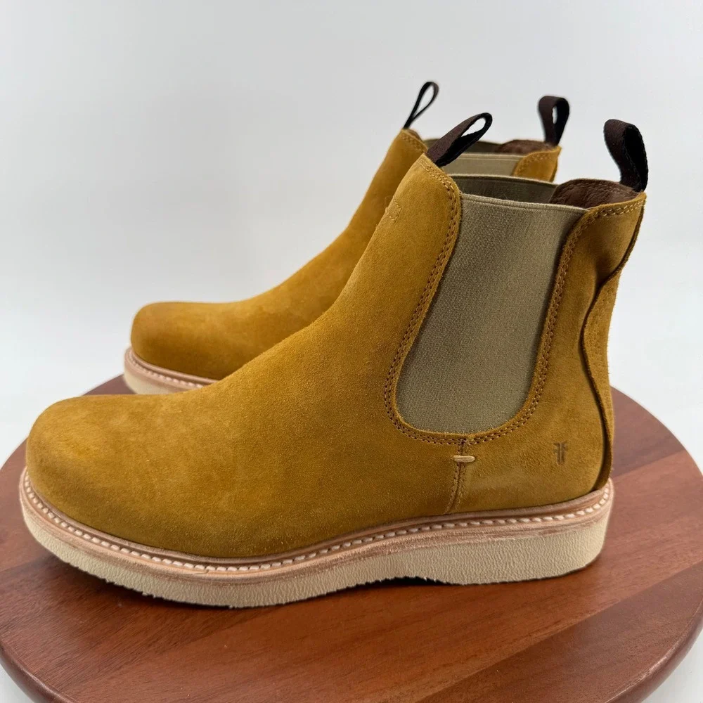 Frye Hudson Chelsea Wedge Boots Golden Rod Suede Leather FR40899 Mens‎ 11 M